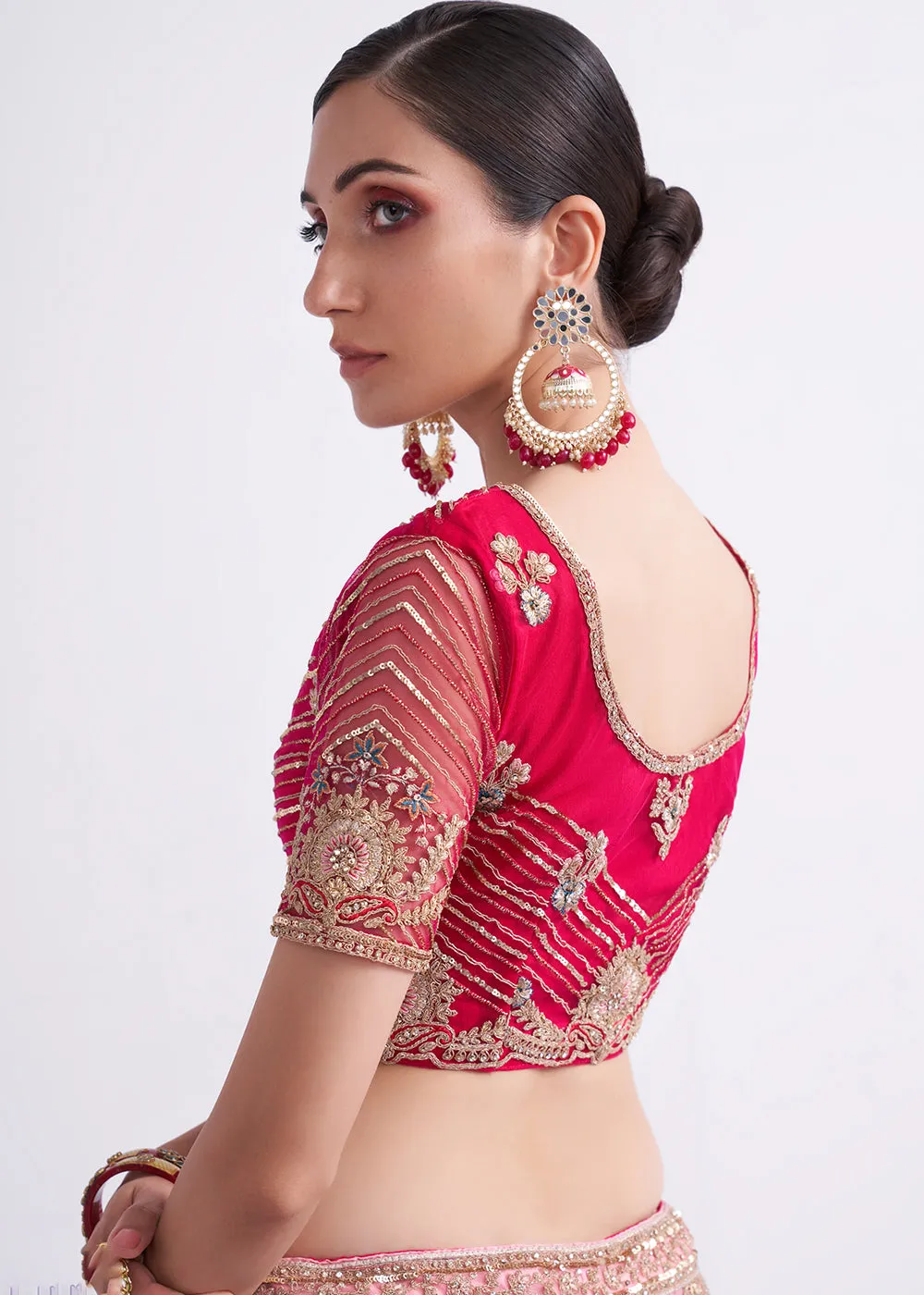 Shaded Rani Pink Wedding Style Designer Bridal Lehenga Choli