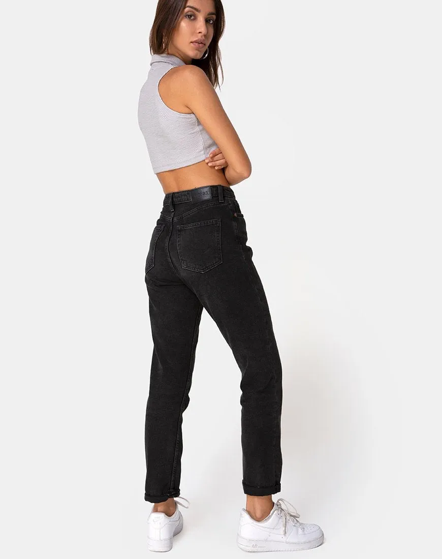 Shenia Crop Top in Rib Grey