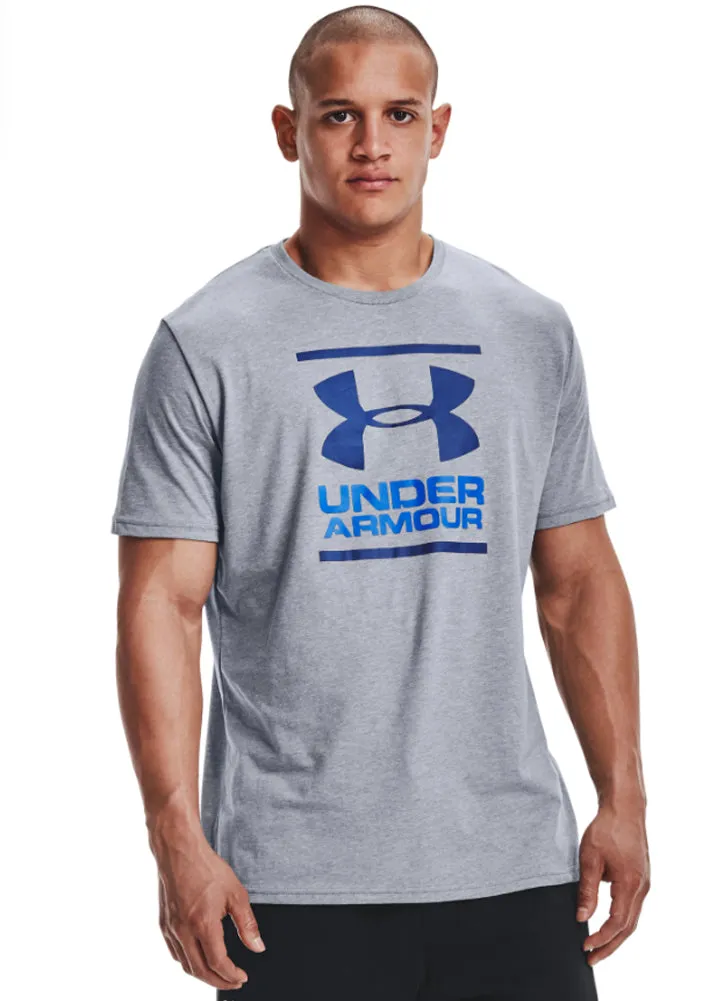 S/S UA GL Foundation Tee in Steel Lt Heather/Versa Blue by Under Armour