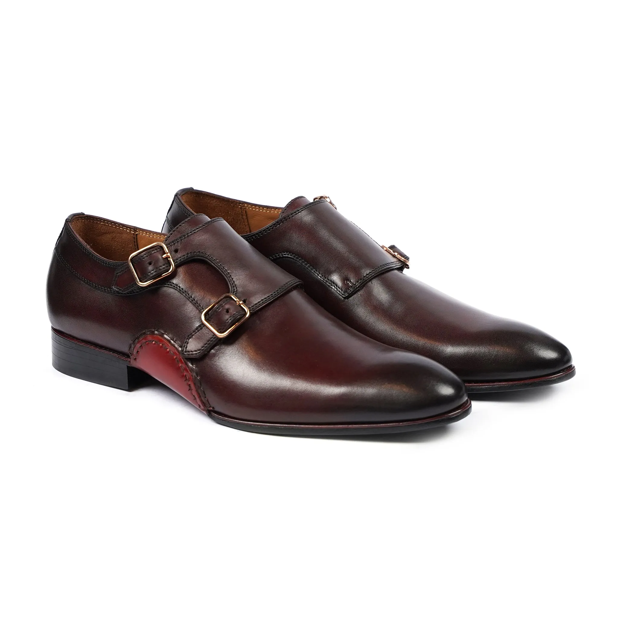 Steaphan - Men's Oxblood Patina Calf Leather Double Monkstrap