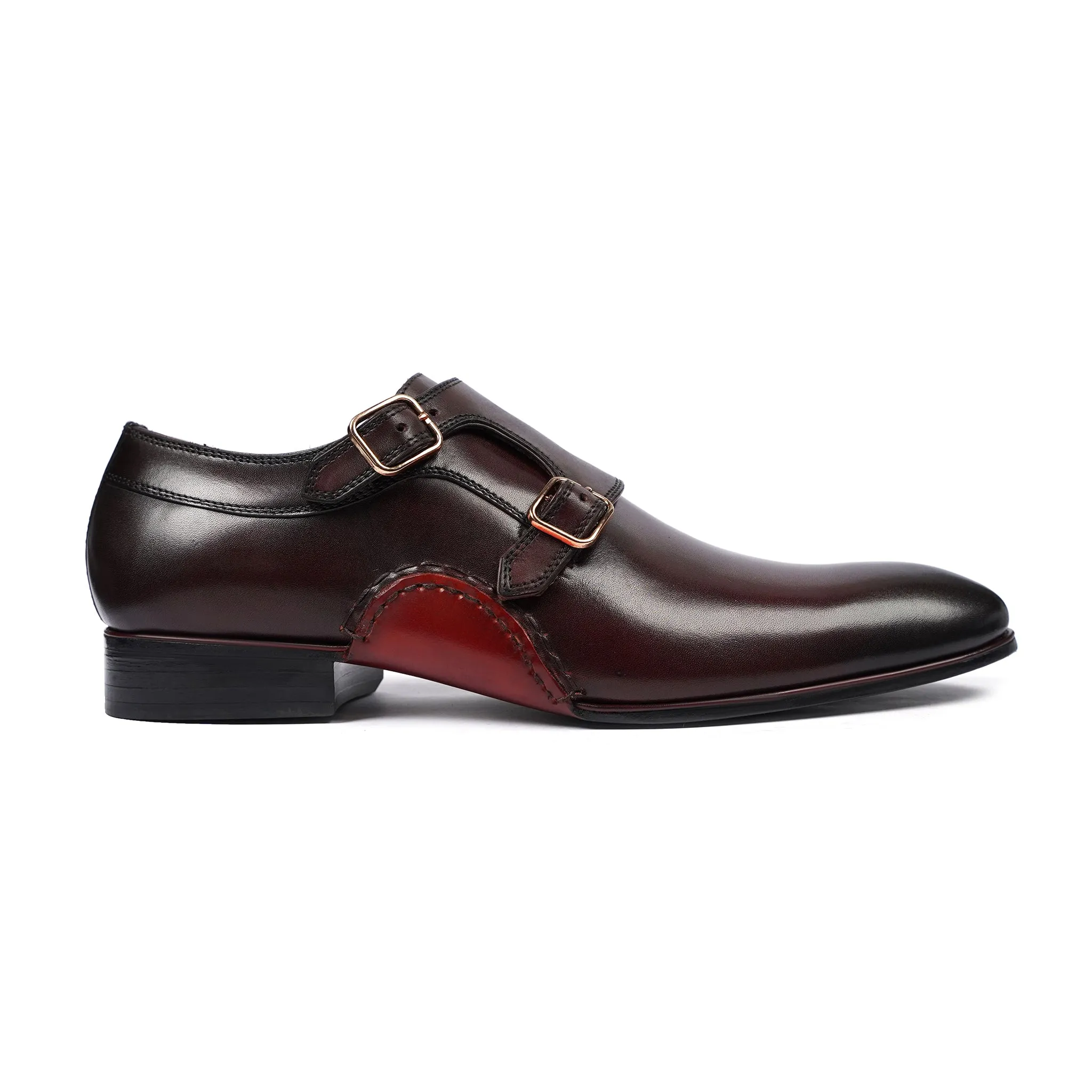 Steaphan - Men's Oxblood Patina Calf Leather Double Monkstrap