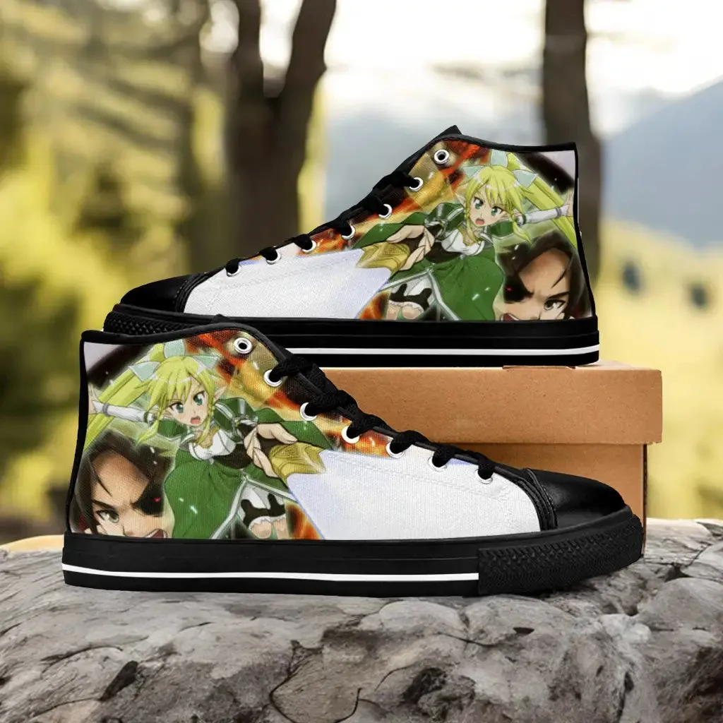 Sword Art Online Leafa Kirito Shoes High Top Sneakers for Kids and Adults