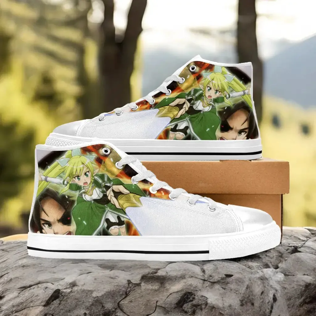 Sword Art Online Leafa Kirito Shoes High Top Sneakers for Kids and Adults