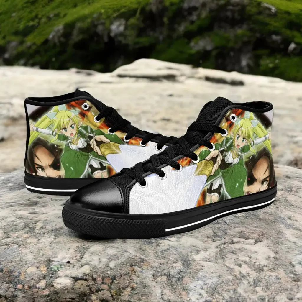 Sword Art Online Leafa Kirito Shoes High Top Sneakers for Kids and Adults