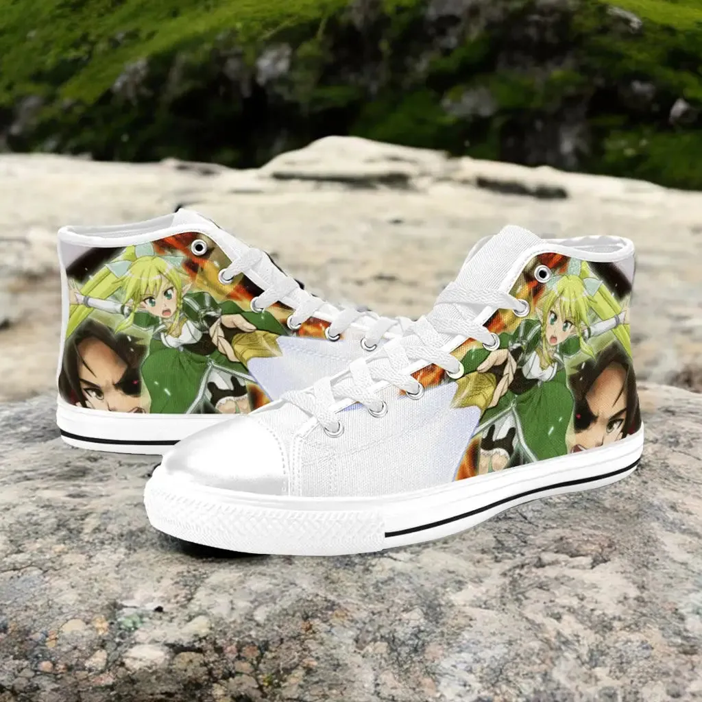 Sword Art Online Leafa Kirito Shoes High Top Sneakers for Kids and Adults