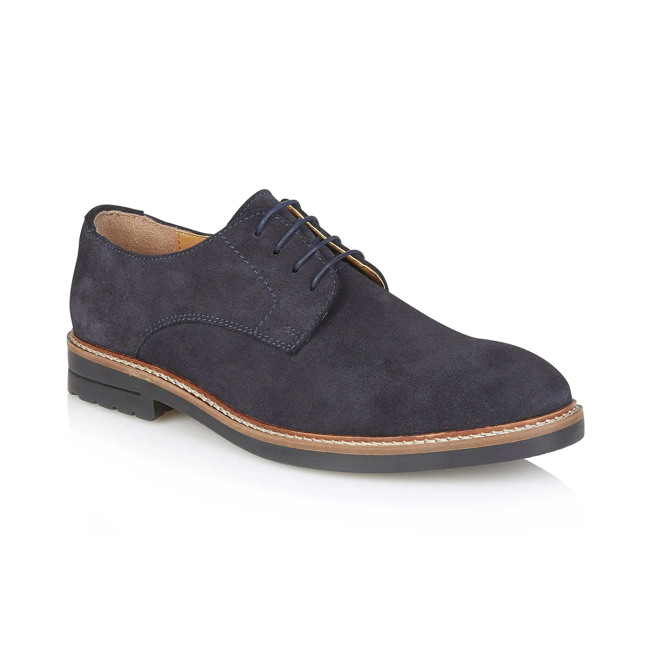 Sydenham Suede Leather Smart Casual Brogue Shoe - Navy