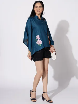 Teal Kaftan Top - Whimsical Bloom