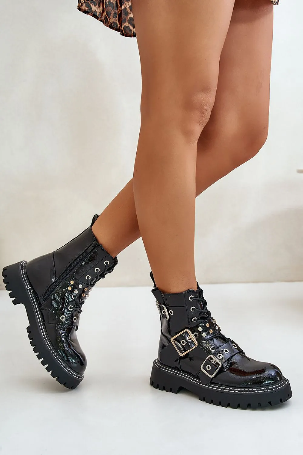 TEEK - Black Zip Laced Buckle Boots