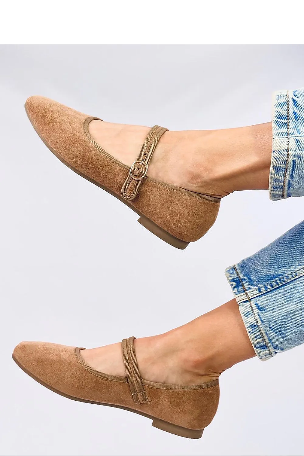 TEEK - Brown Strap Suede Ballet Flats