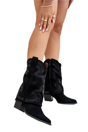 TEEK - Low Cuff Heel Western Suede Boots