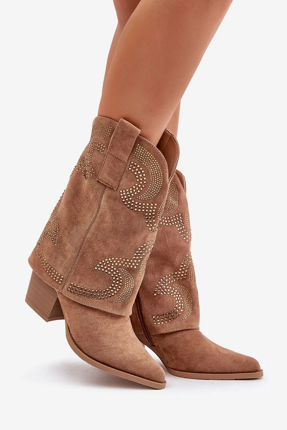 TEEK - Low Cuff Heel Western Suede Boots