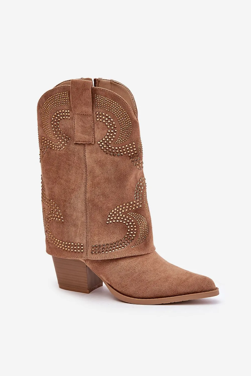 TEEK - Low Cuff Heel Western Suede Boots