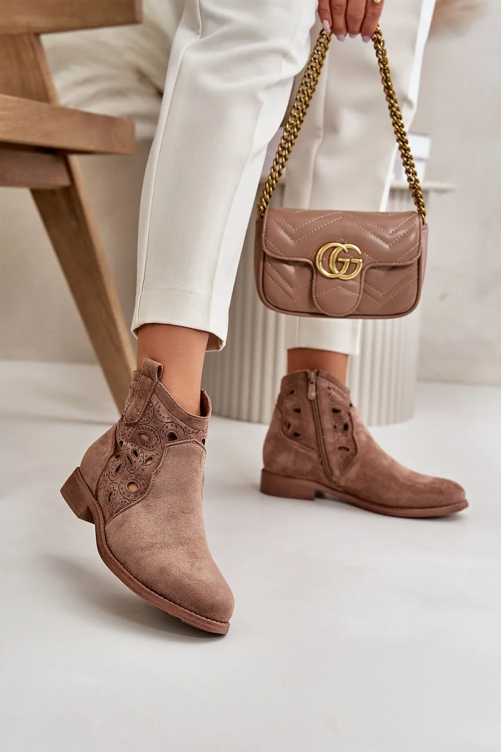 TEEK - Suede Side Design Ankle Boots