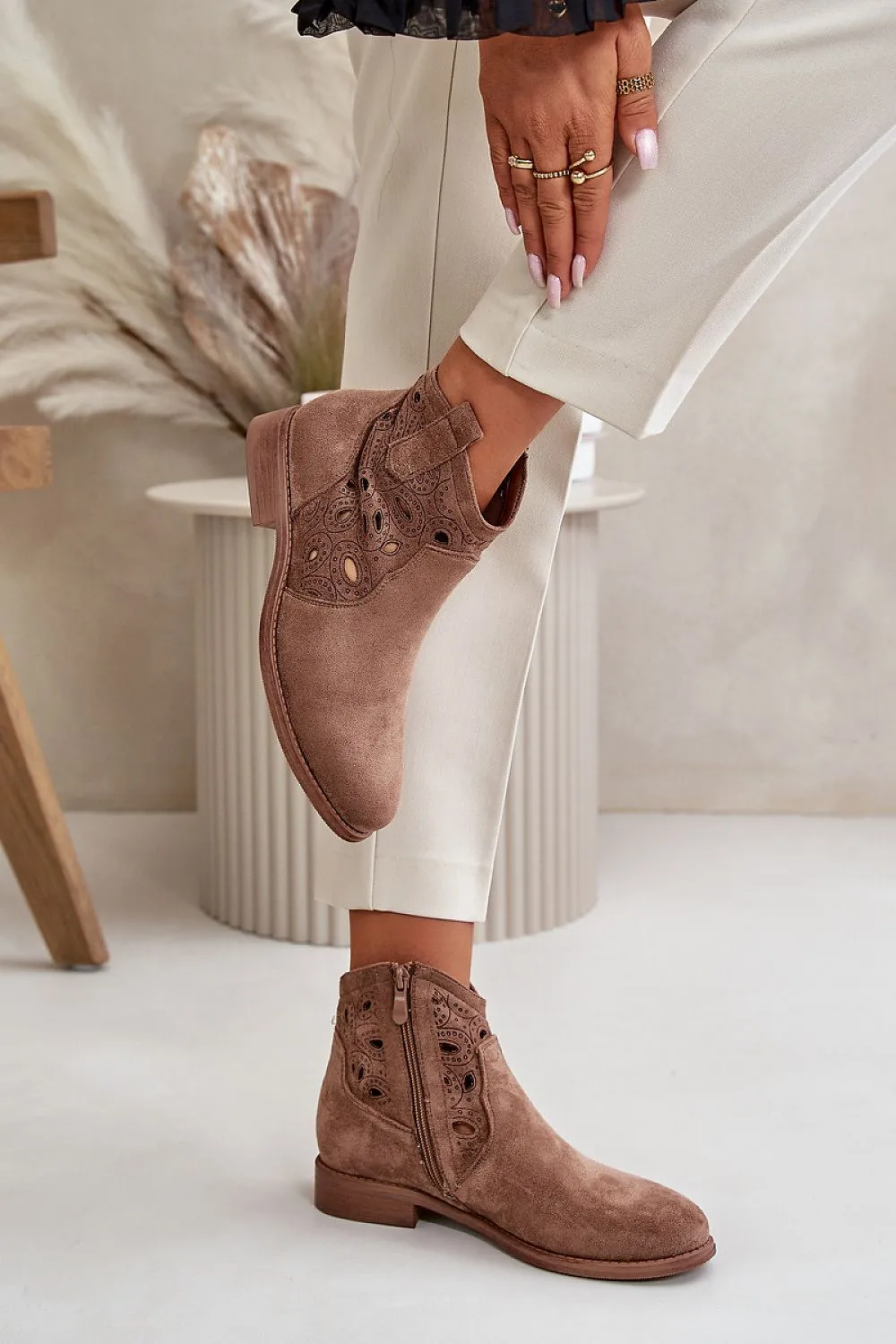 TEEK - Suede Side Design Ankle Boots