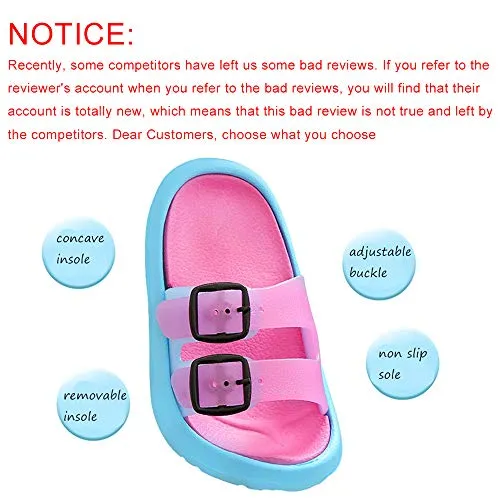 Toddler Boy Girl Sandals Non-Slip Lightweight Shower Pool Summer Slippers（Rose Red）