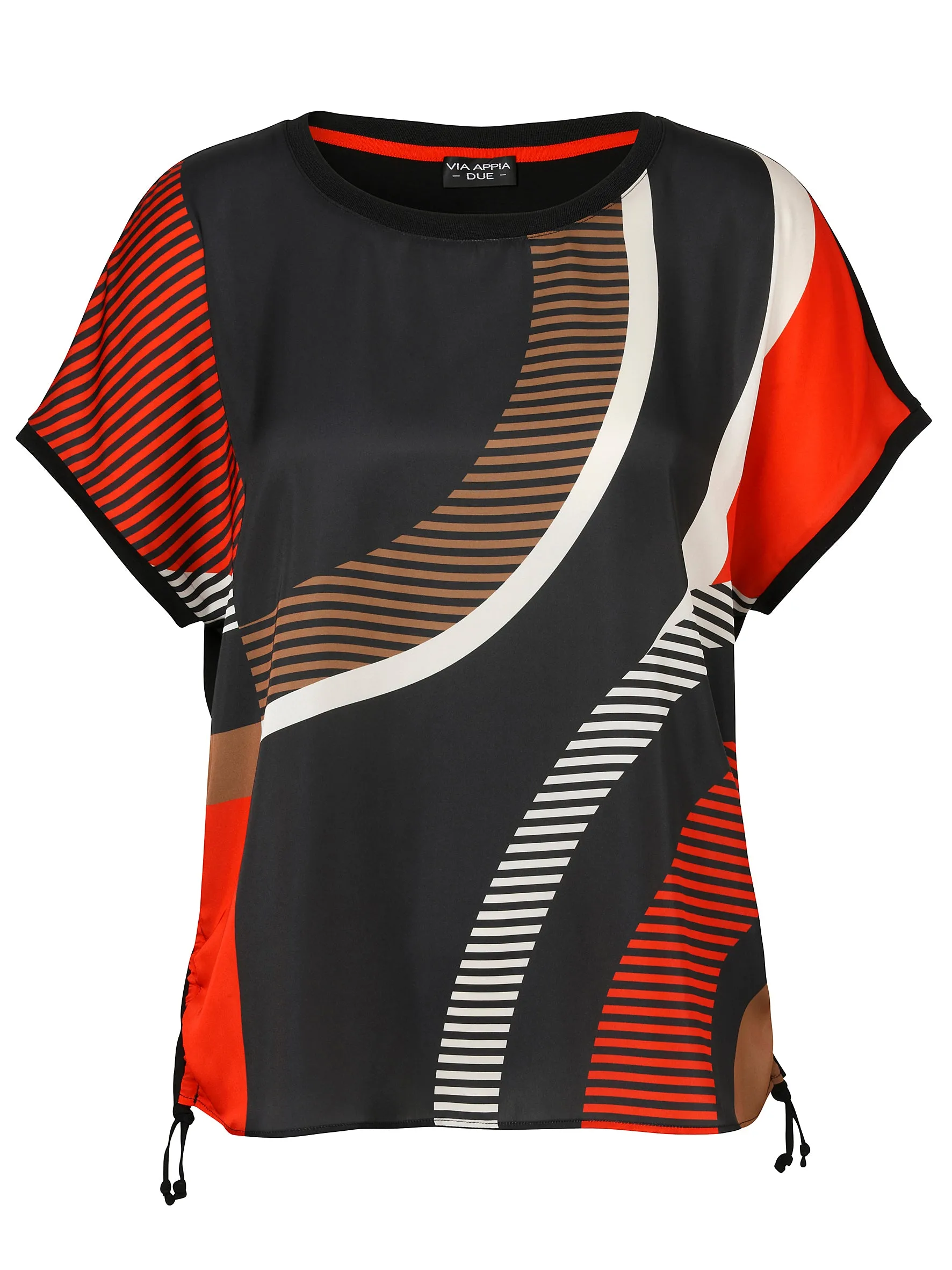 Via Appia Due Drawstring Top in Orange Print