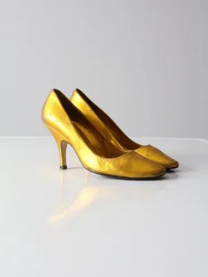 vintage gold metallic pumps