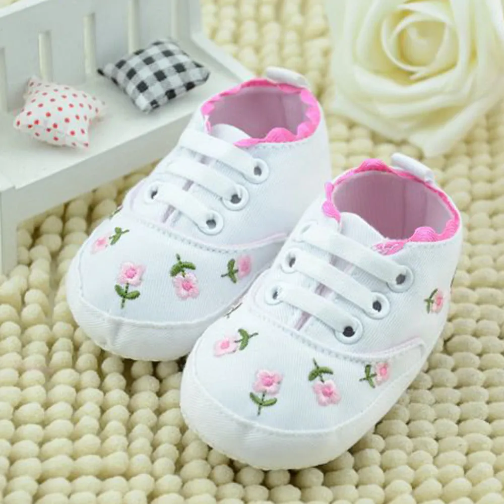 White Lace Floral Embroidered Baby Girl Shoes