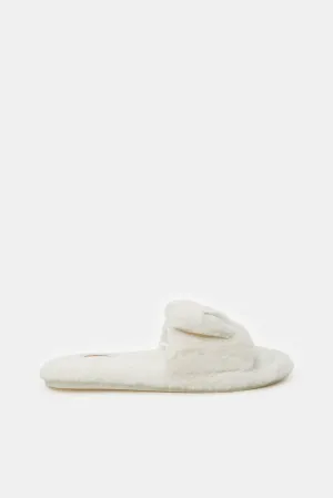 Women Ivory Bunny Ears Slipper