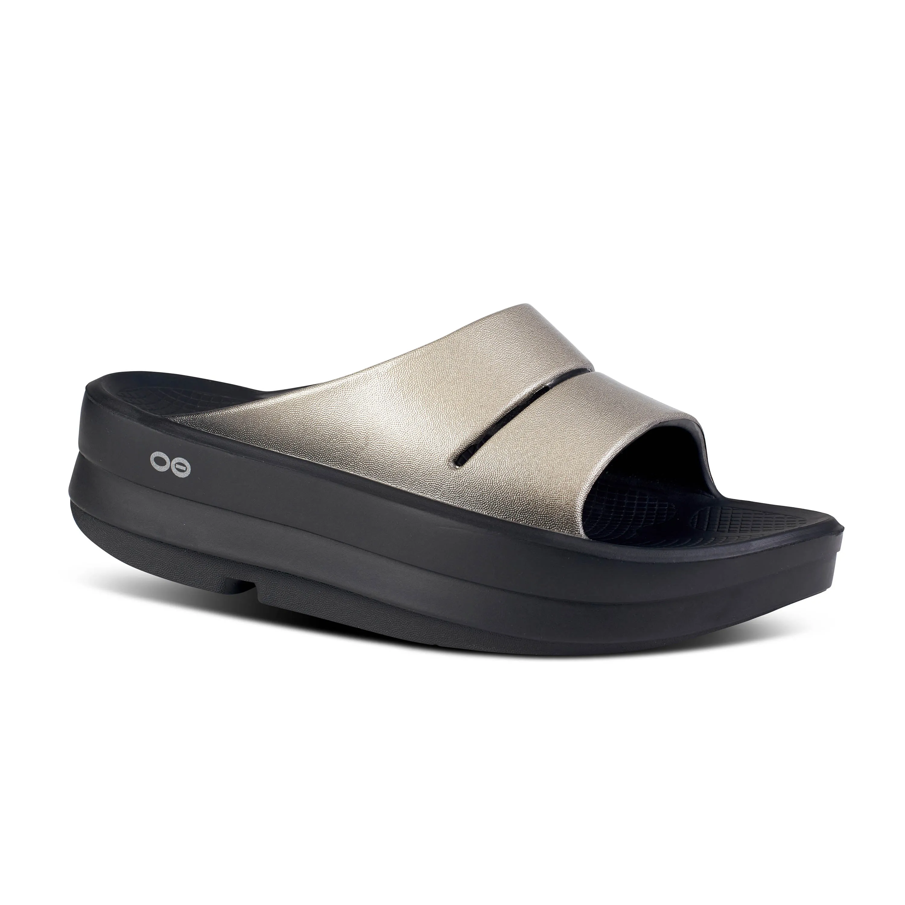 Women's Oofos OOmega OOahh Luxe Sandal Color: Latte