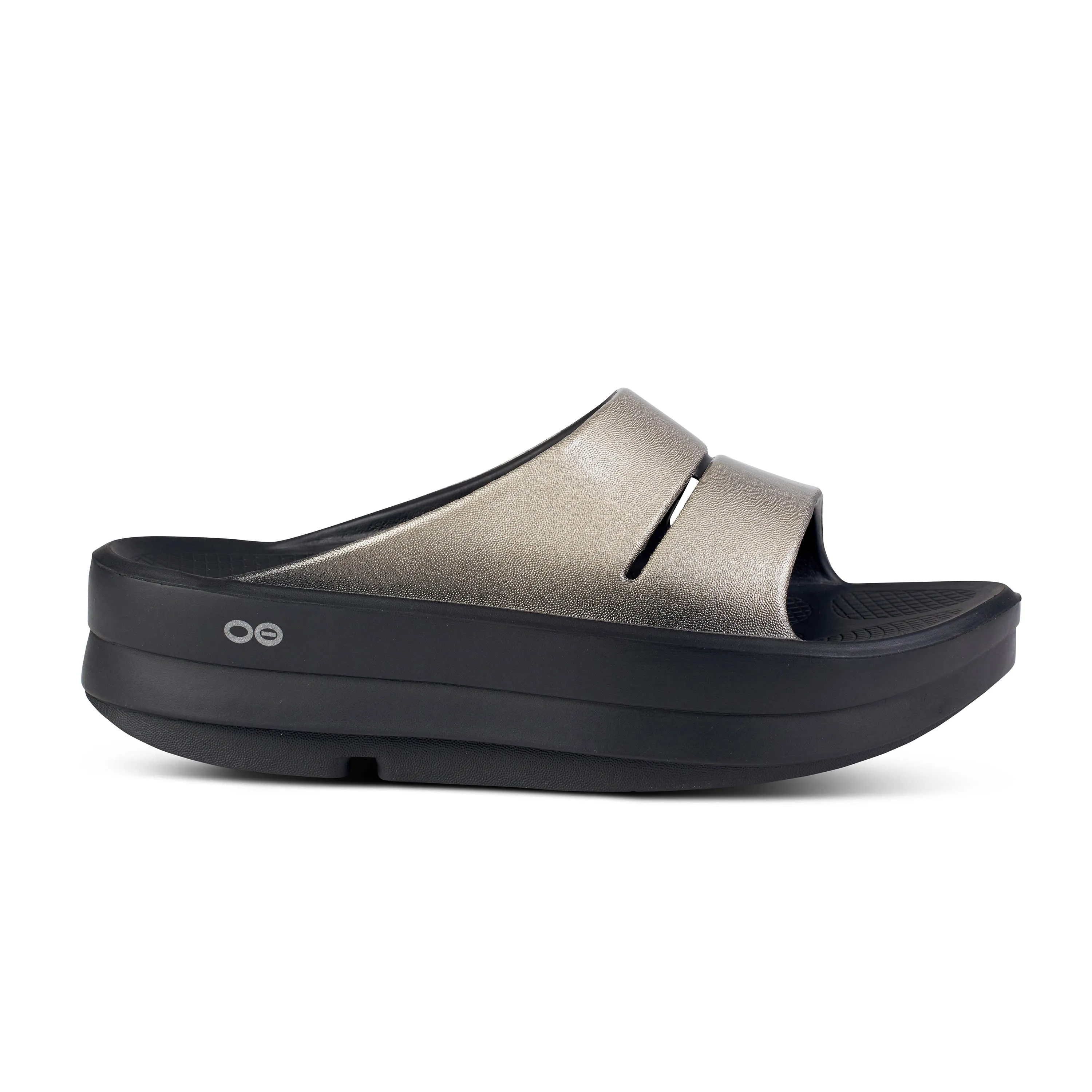 Women's Oofos OOmega OOahh Luxe Sandal Color: Latte