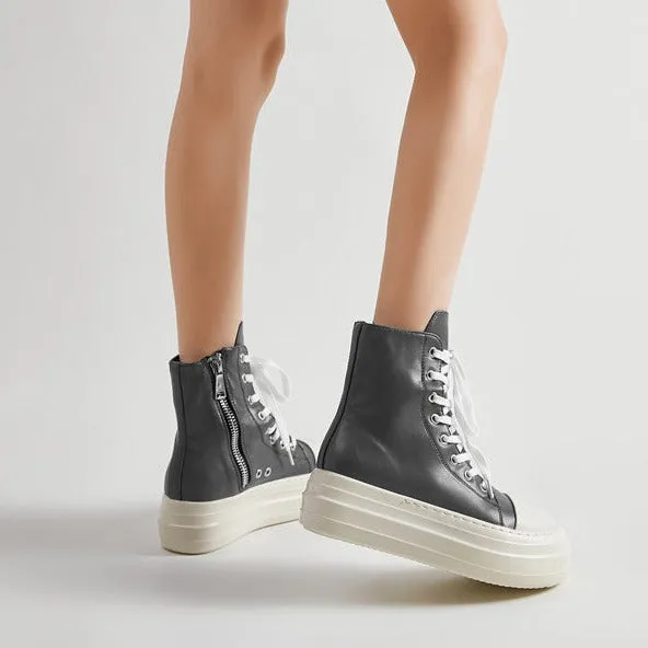 Womens Platform Zip up High-top Canvas Boots