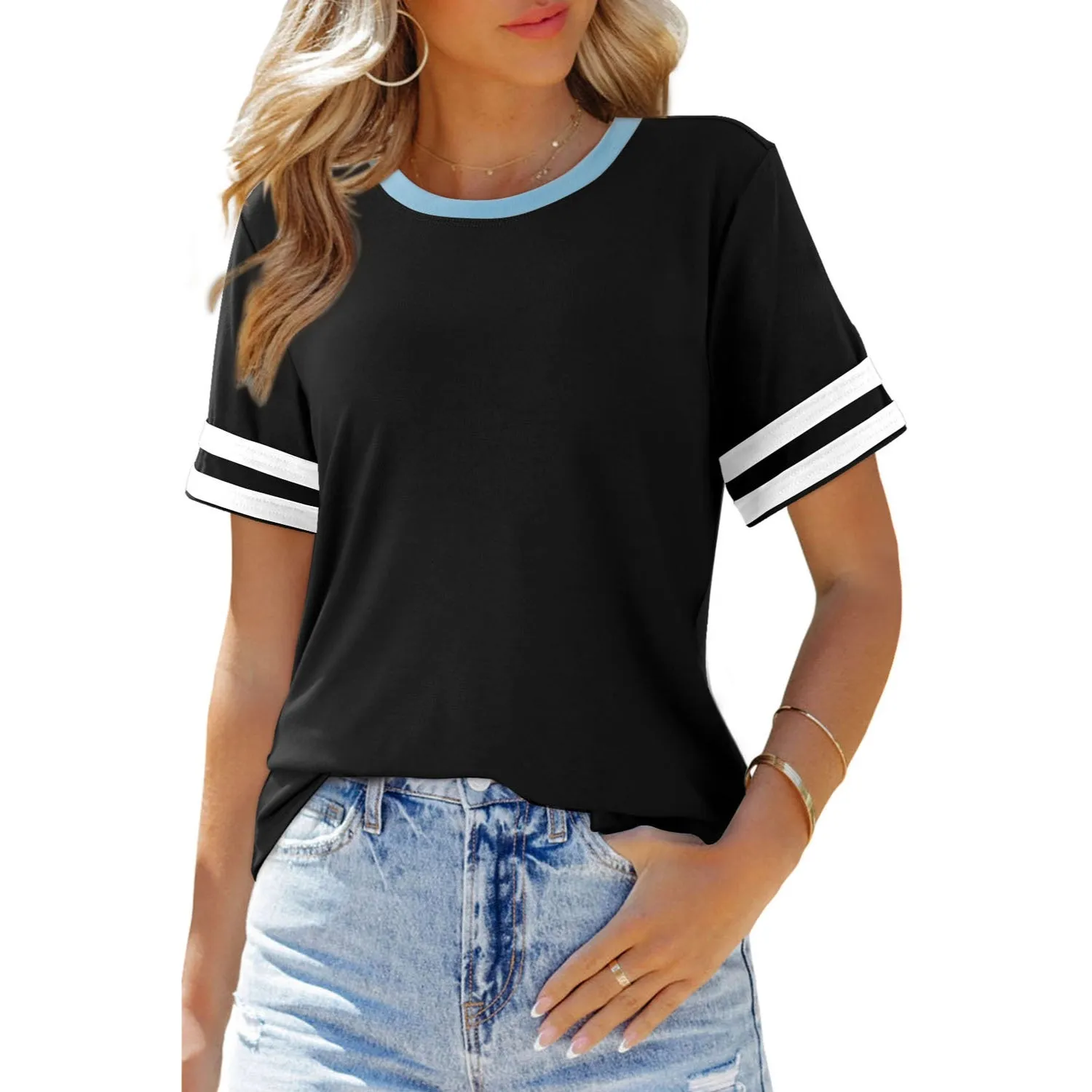 Women's Ultra Light Short Sleeve Tee - Crewneck Summer Tops