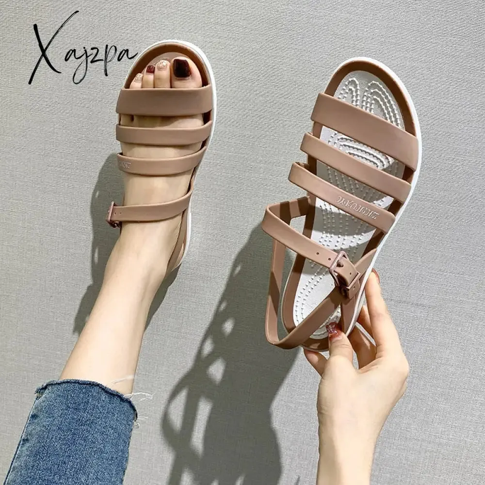 Xajzpa - Shoes 2023 Women Sandals Sexy Walking Shoes Rainbow Color Summer Beach Ladies Shoes Slippers Footwear Sandalias Mujer