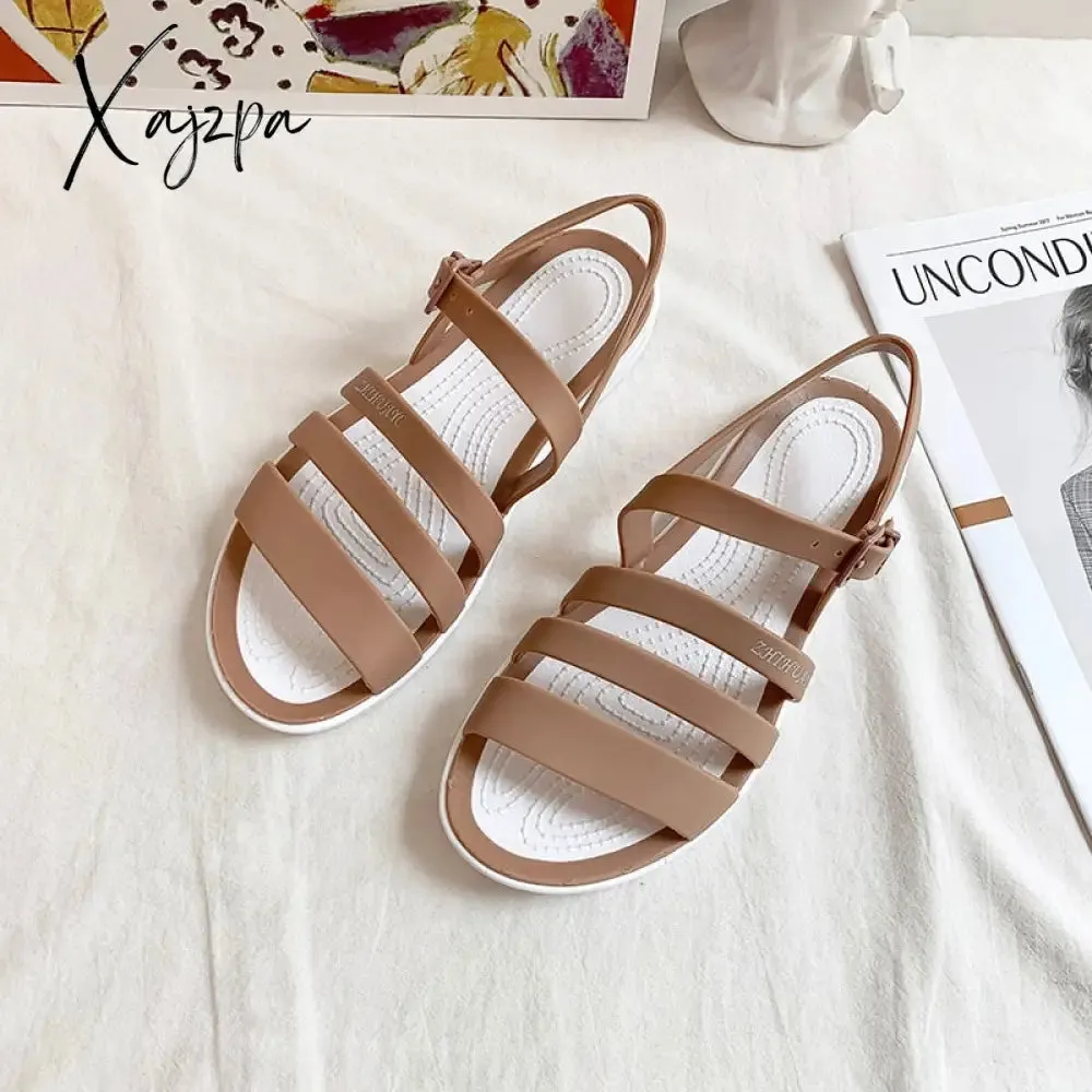 Xajzpa - Shoes 2023 Women Sandals Sexy Walking Shoes Rainbow Color Summer Beach Ladies Shoes Slippers Footwear Sandalias Mujer