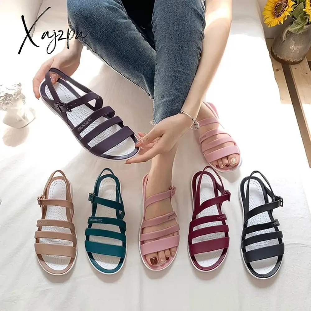 Xajzpa - Shoes 2023 Women Sandals Sexy Walking Shoes Rainbow Color Summer Beach Ladies Shoes Slippers Footwear Sandalias Mujer