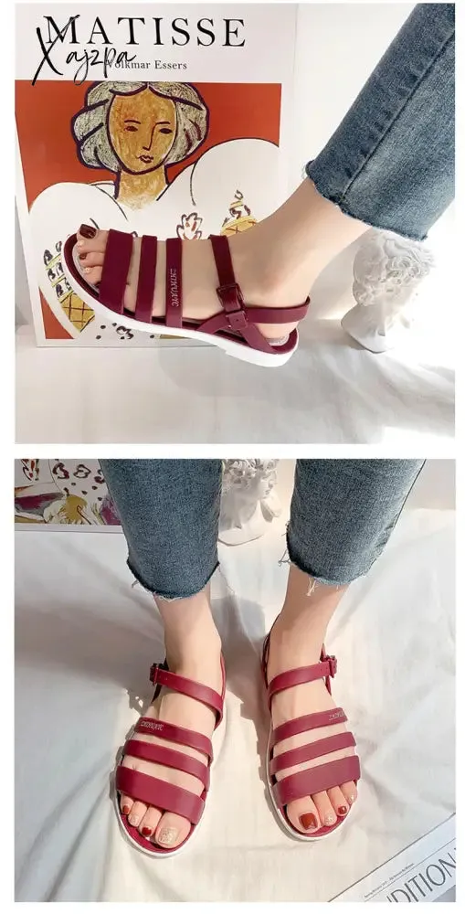 Xajzpa - Shoes 2023 Women Sandals Sexy Walking Shoes Rainbow Color Summer Beach Ladies Shoes Slippers Footwear Sandalias Mujer