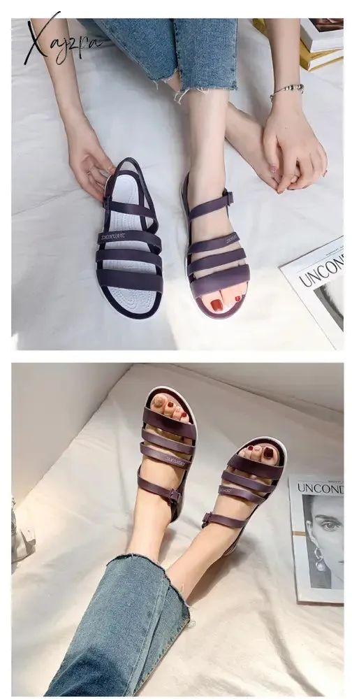 Xajzpa - Shoes 2023 Women Sandals Sexy Walking Shoes Rainbow Color Summer Beach Ladies Shoes Slippers Footwear Sandalias Mujer