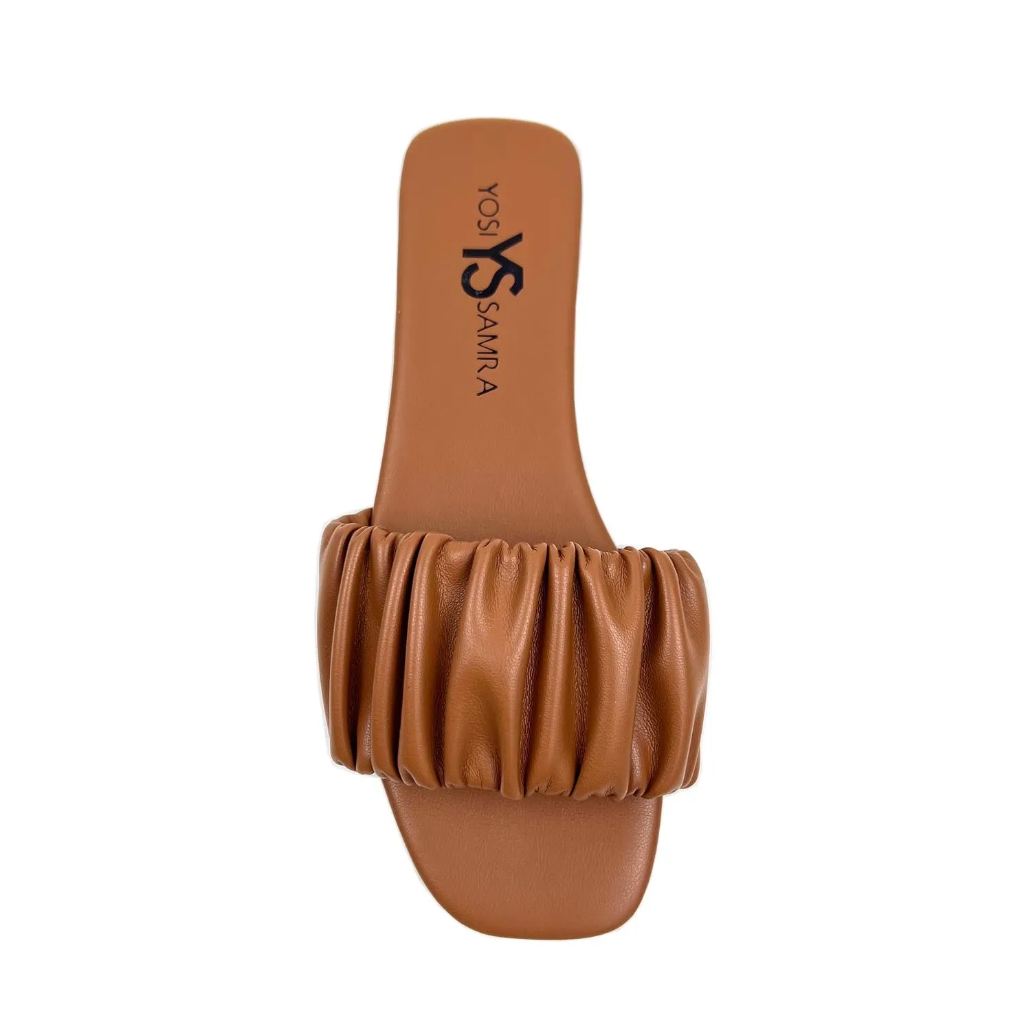 Yosi Samra: Naomi Ruched Sandal in Whiskey