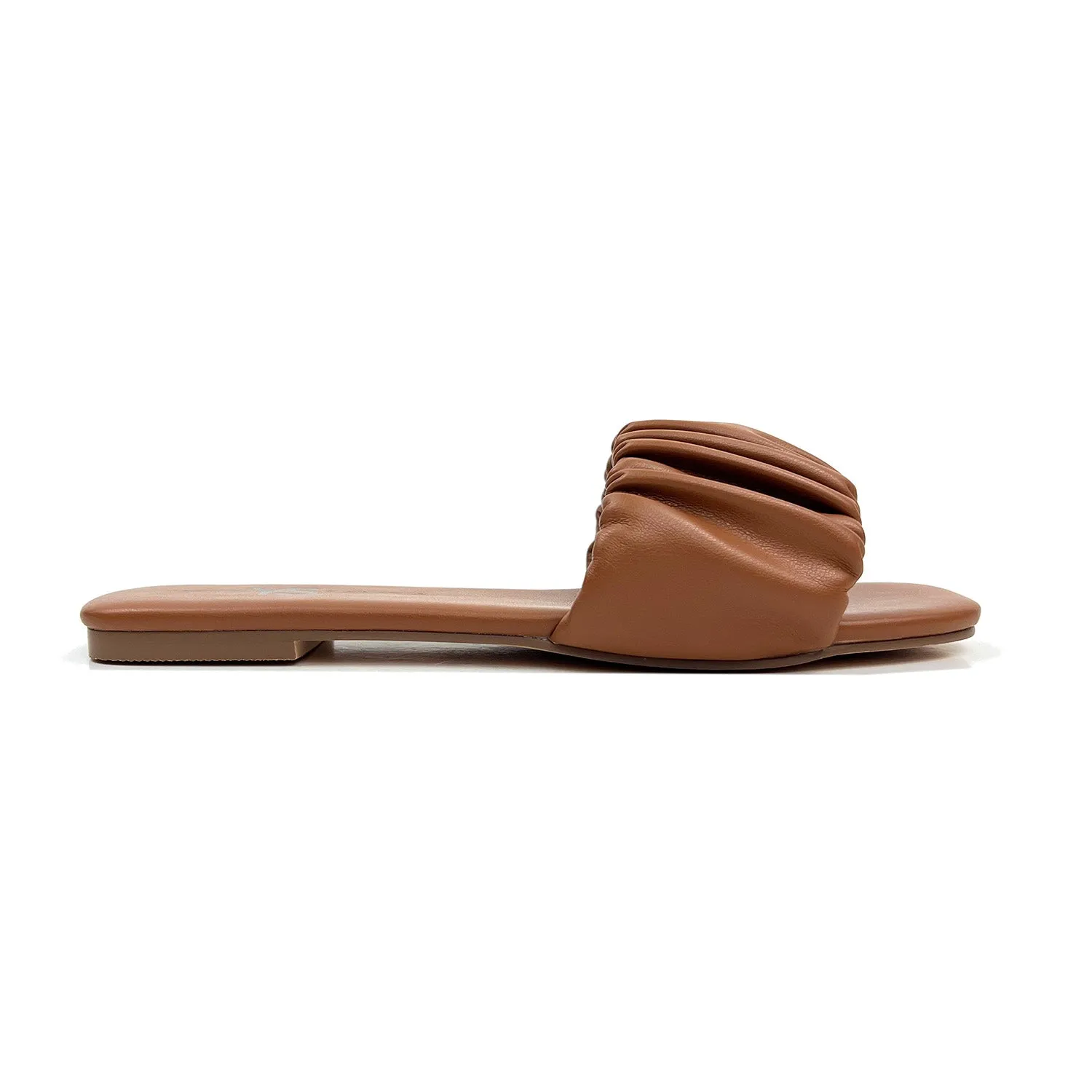 Yosi Samra: Naomi Ruched Sandal in Whiskey